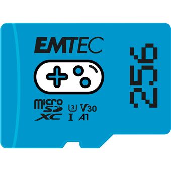 Produit Carte mémoire Gaming microSD UHS-I U3 V30 A1/A2 Emtec 256 Go Bleu