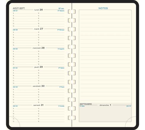 Produit RECHARGE AGENDA DE POCHE ESPACE 17S SPIRALÉ 17,5 X 9 CM SEMAINIER JANVIER À DÉCEMBRE 2026